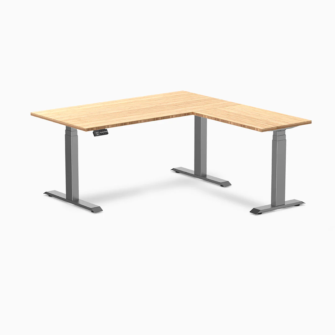 Desky Bamboo L-Shape Sit Stand Desk - Image 4