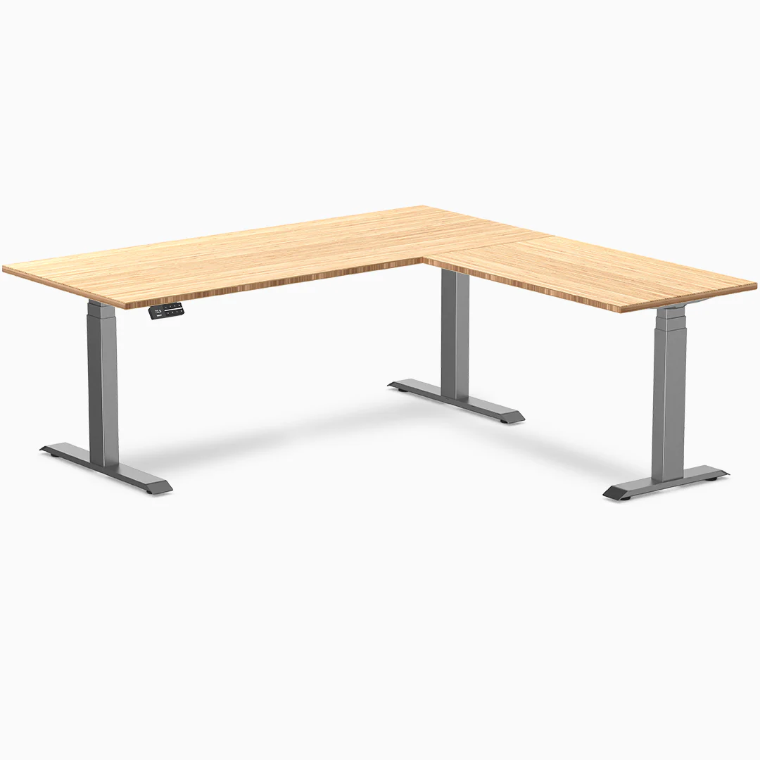 Desky Bamboo L-Shape Sit Stand Desk - Image 5