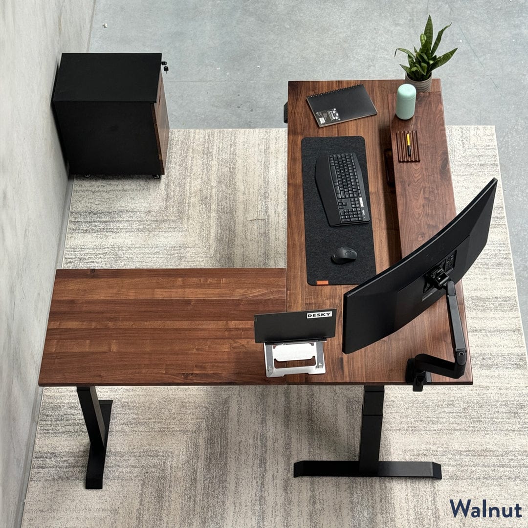 Desky Hardwood L-Shape Sit Stand Desk - Image 12