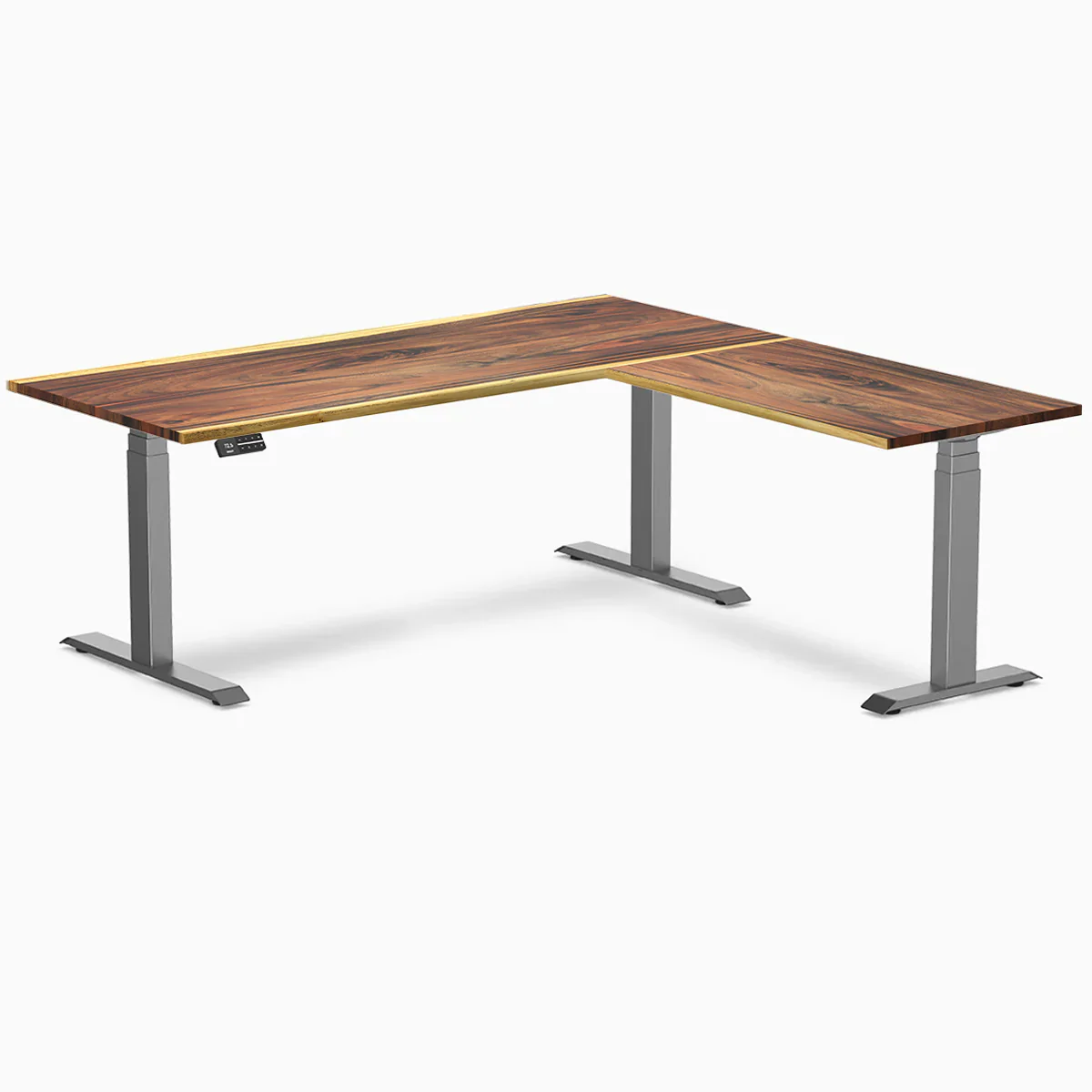 Desky Hardwood L-Shape Sit Stand Desk - Image 56