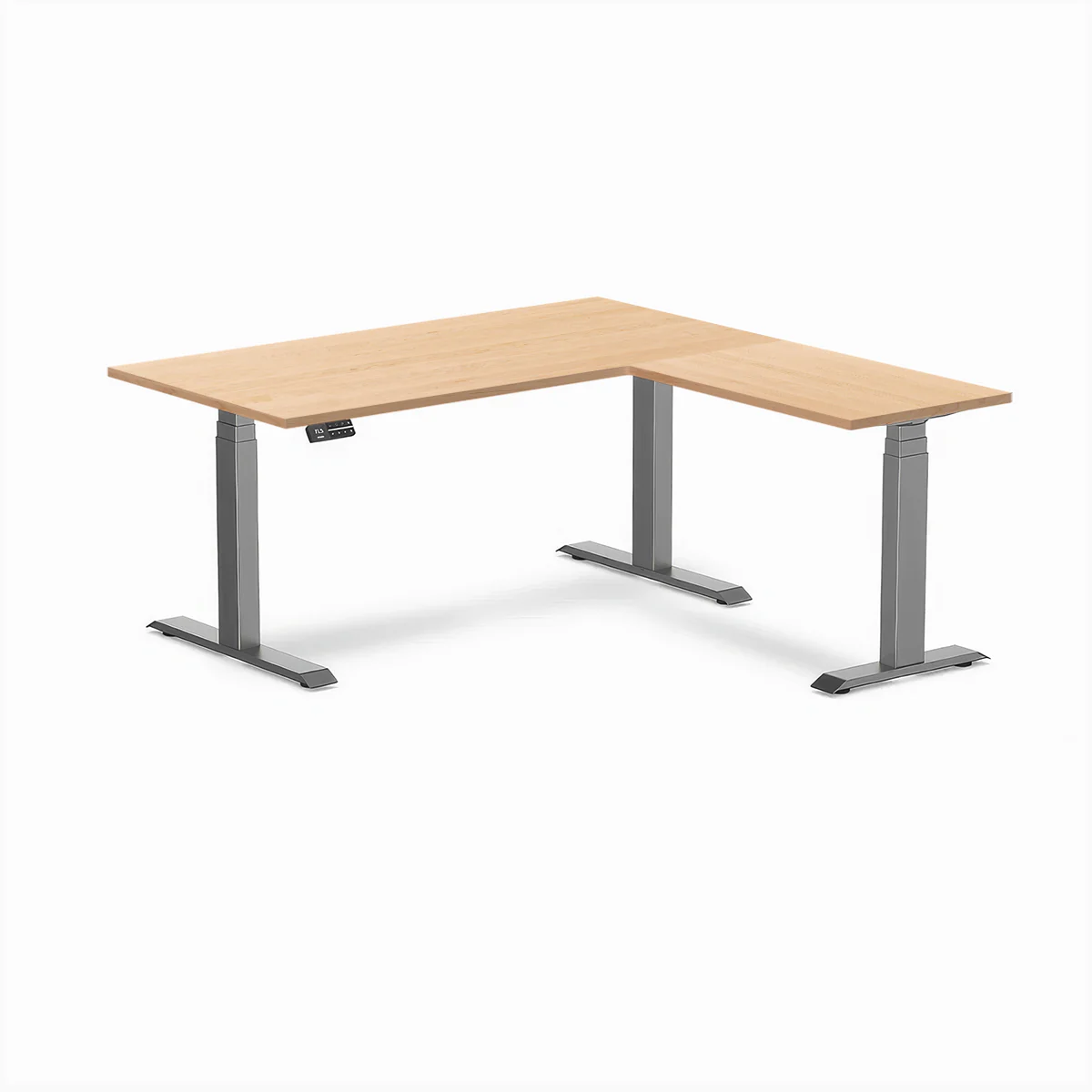 Desky Hardwood L-Shape Sit Stand Desk - Image 76