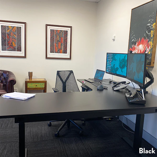 Desky L-Shape Melamine Sit Stand Desk - Image 15