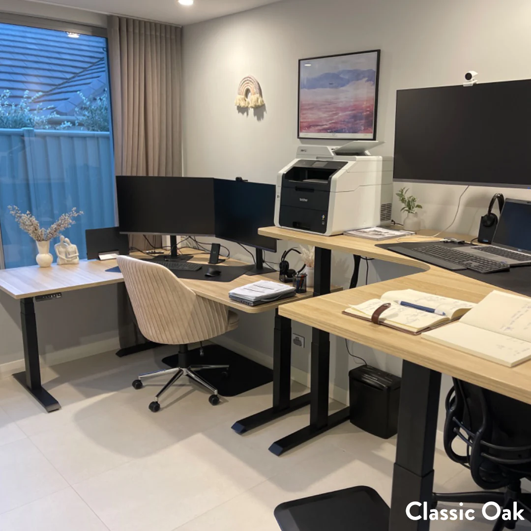 Desky L-Shape Melamine Sit Stand Desk - Image 16