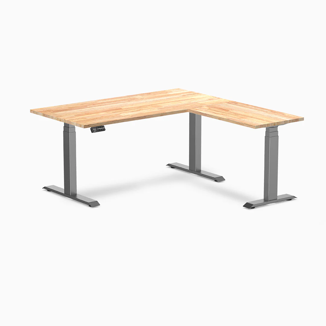 Desky Rubberwood L-Shape Sit Stand Desk - Image 11