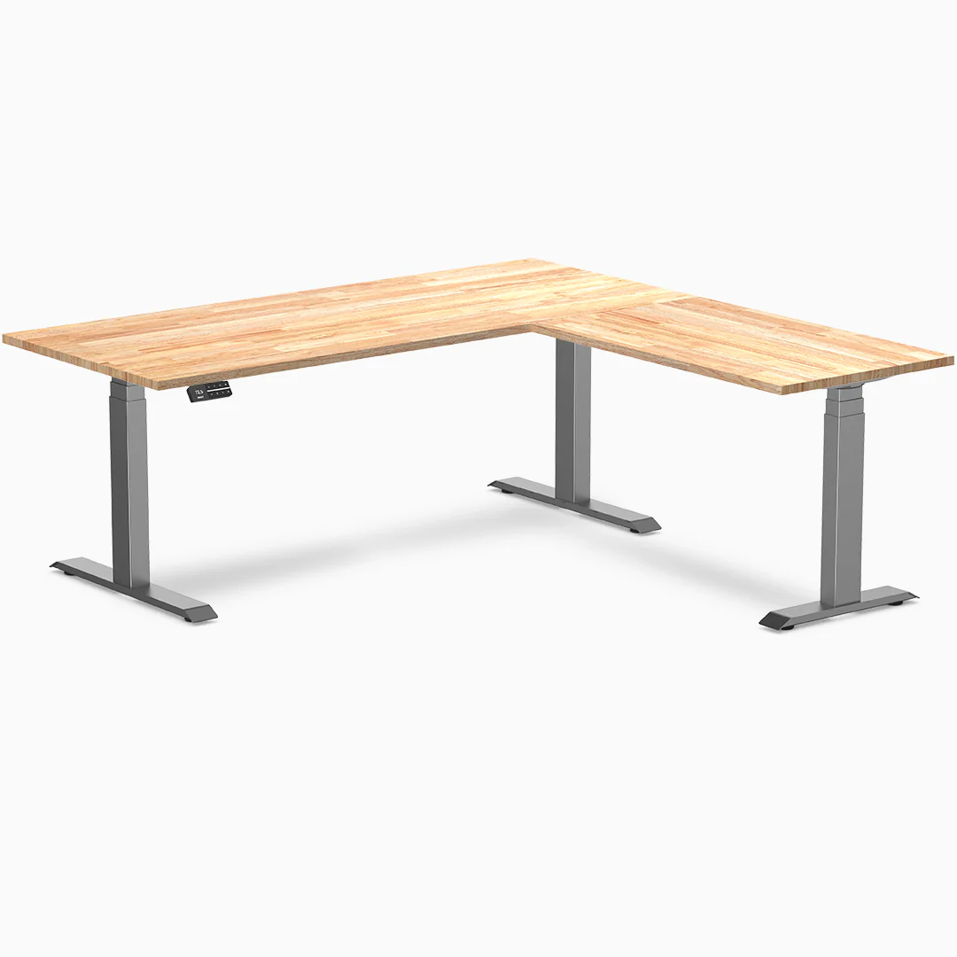 Desky Rubberwood L-Shape Sit Stand Desk - Image 12