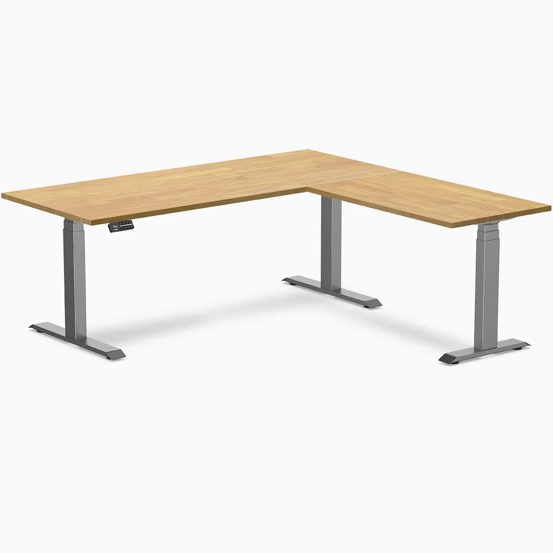 Desky Rubberwood L-Shape Sit Stand Desk - Image 14