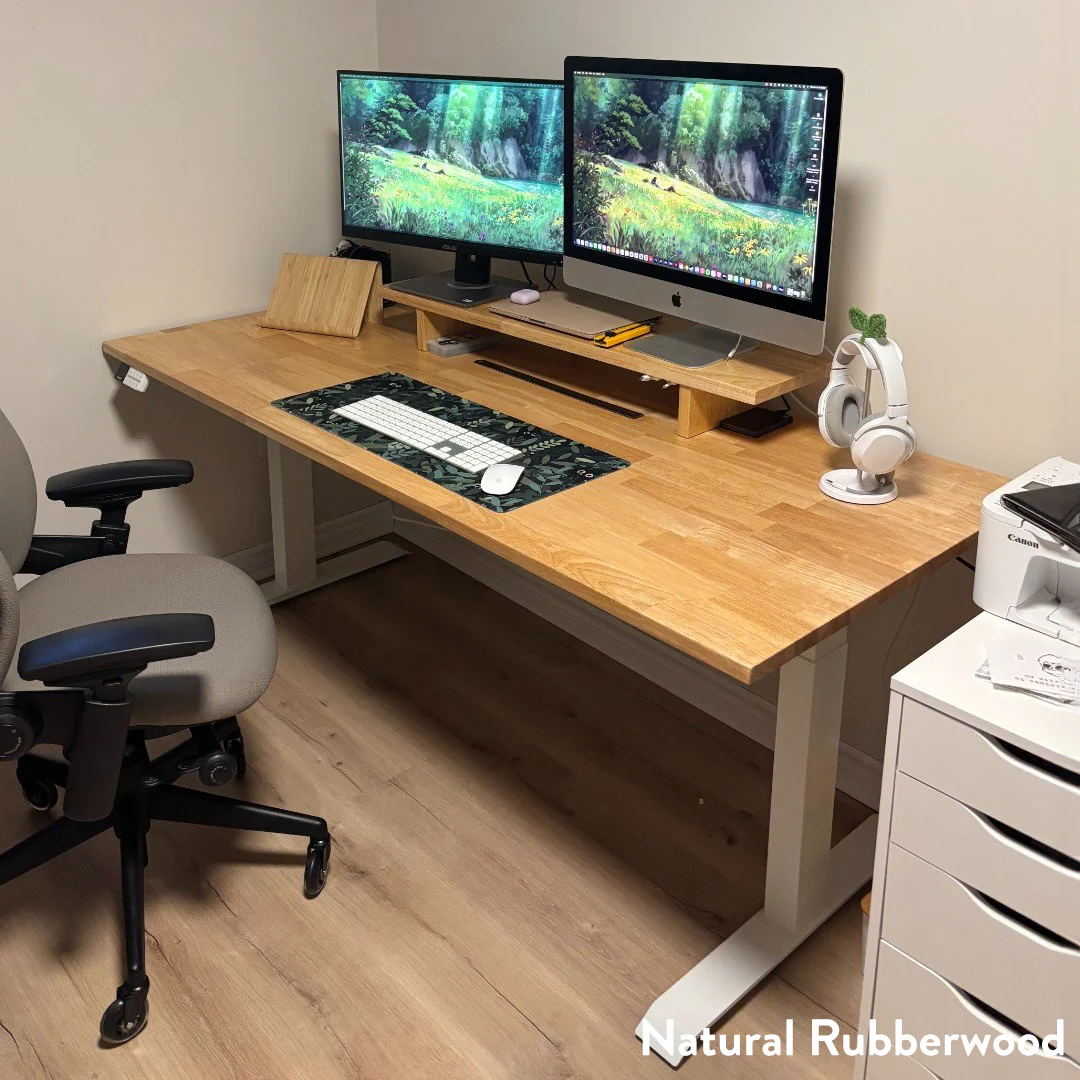 Desky Dual Rubberwood Sit Stand Desk - Image 10