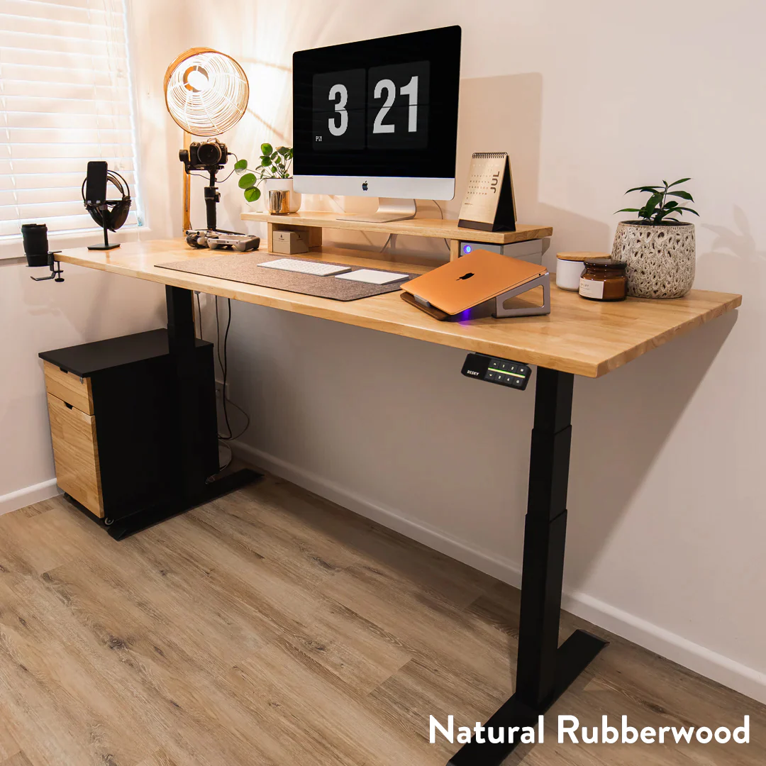 Desky Dual Rubberwood Sit Stand Desk - Image 9