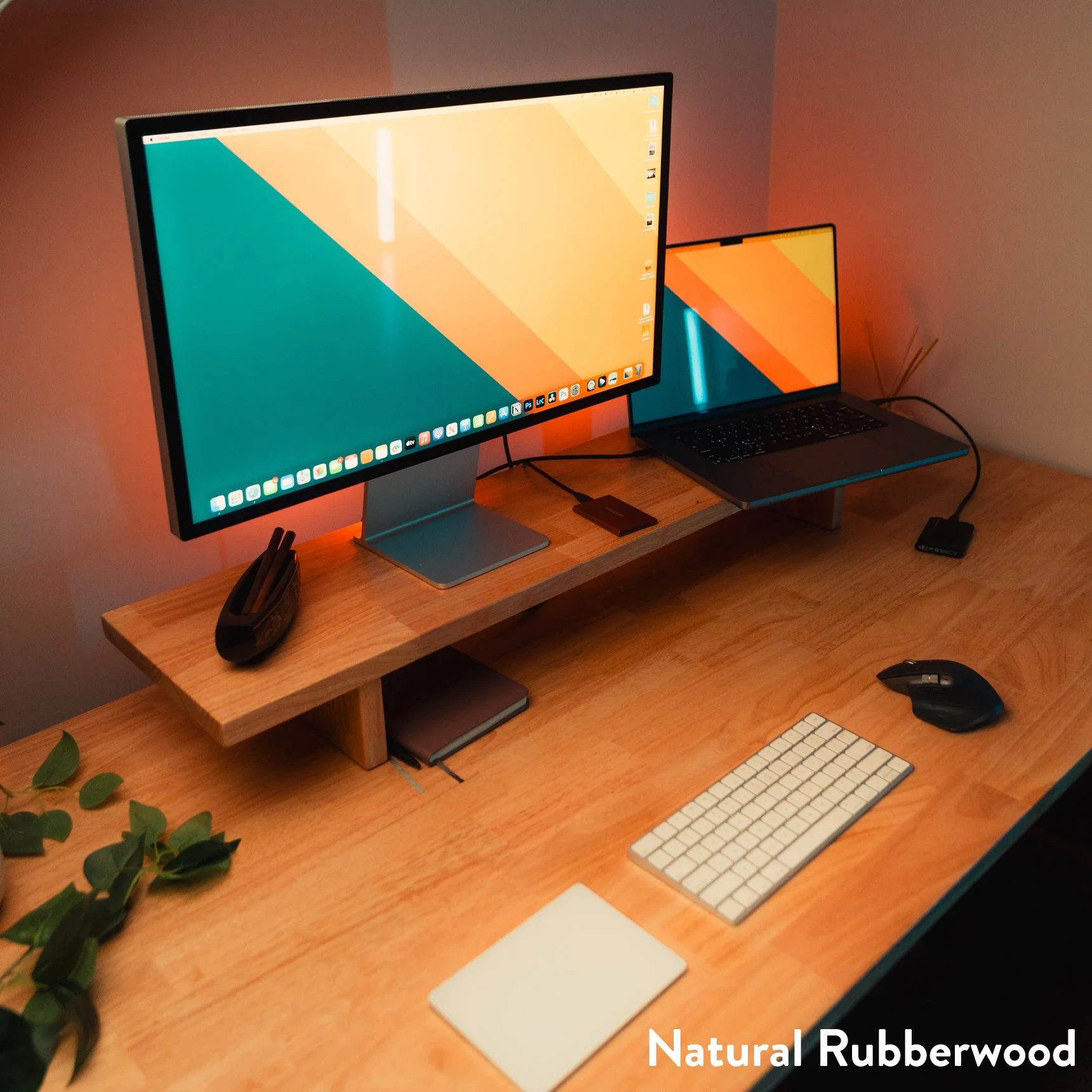 Desky Dual Rubberwood Sit Stand Desk - Image 8
